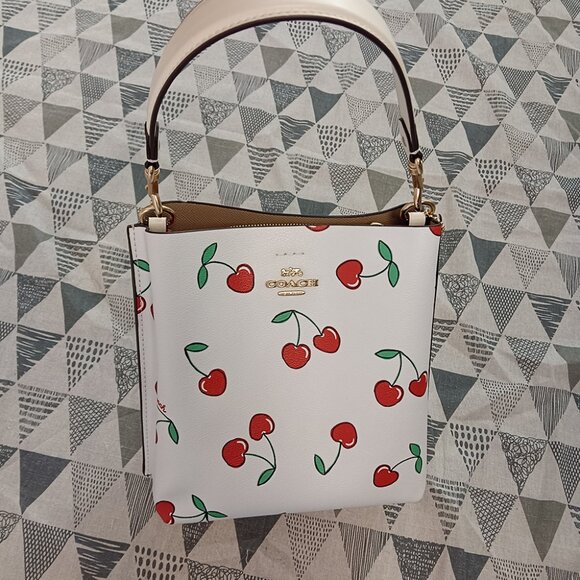 Coach  Heart Cherry Print Morgan Top Handle Saddle Bag - Picture 1 of 6